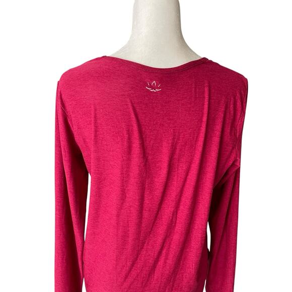 Beyond Yoga Large Yoga Top Long Sleeve Scoop Neck Raspberry Red Pink Tee - Picture 9 of 9